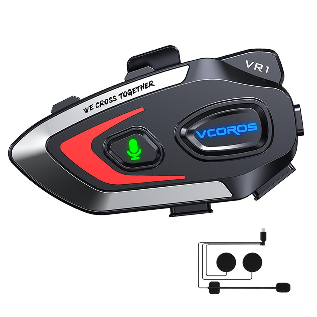 Motorrad Headset VR1,Motorrad Kopfhörer für eine Person,Motorrad Headset Bluetooth,Wasserdicht IPX6,