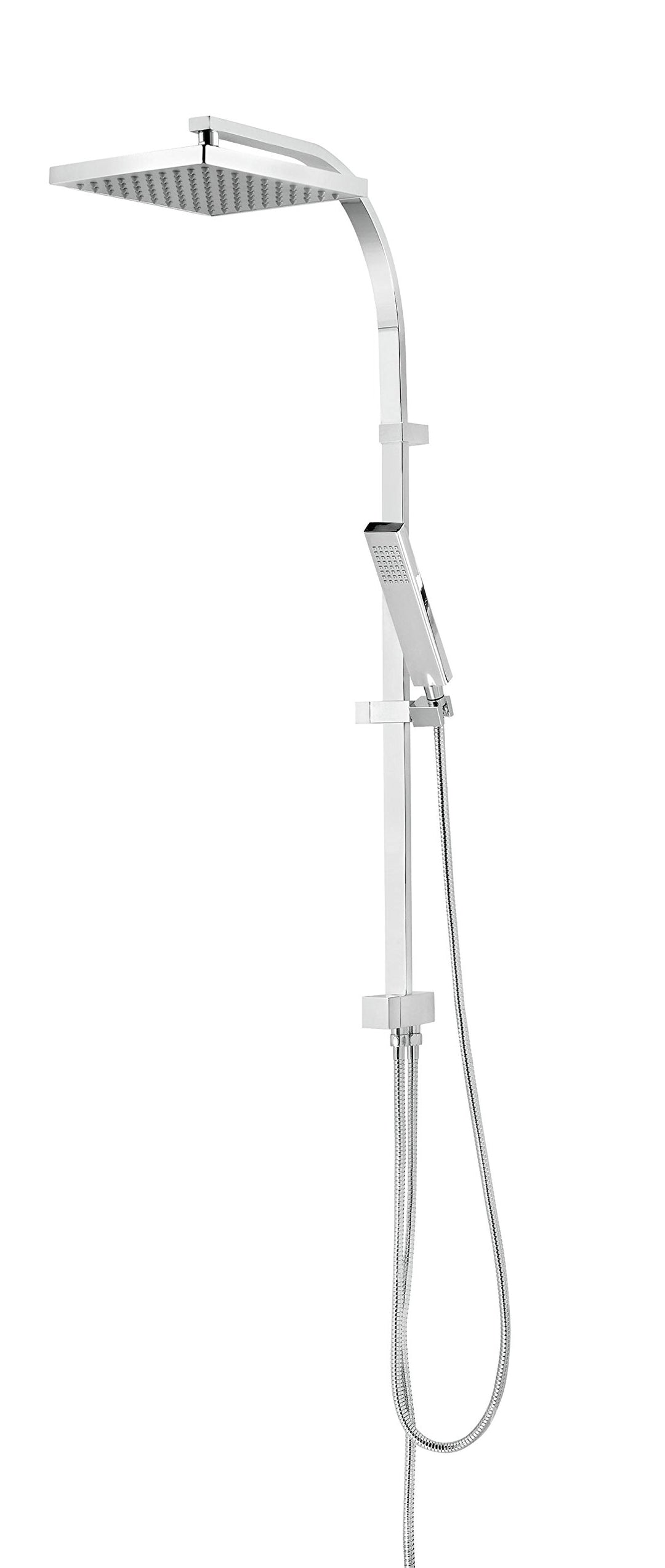 Schulte Duschsystem mit Umsteller, Kopfbrause eckig, verchromter Korpus aus Messing, Duschmaster Rai