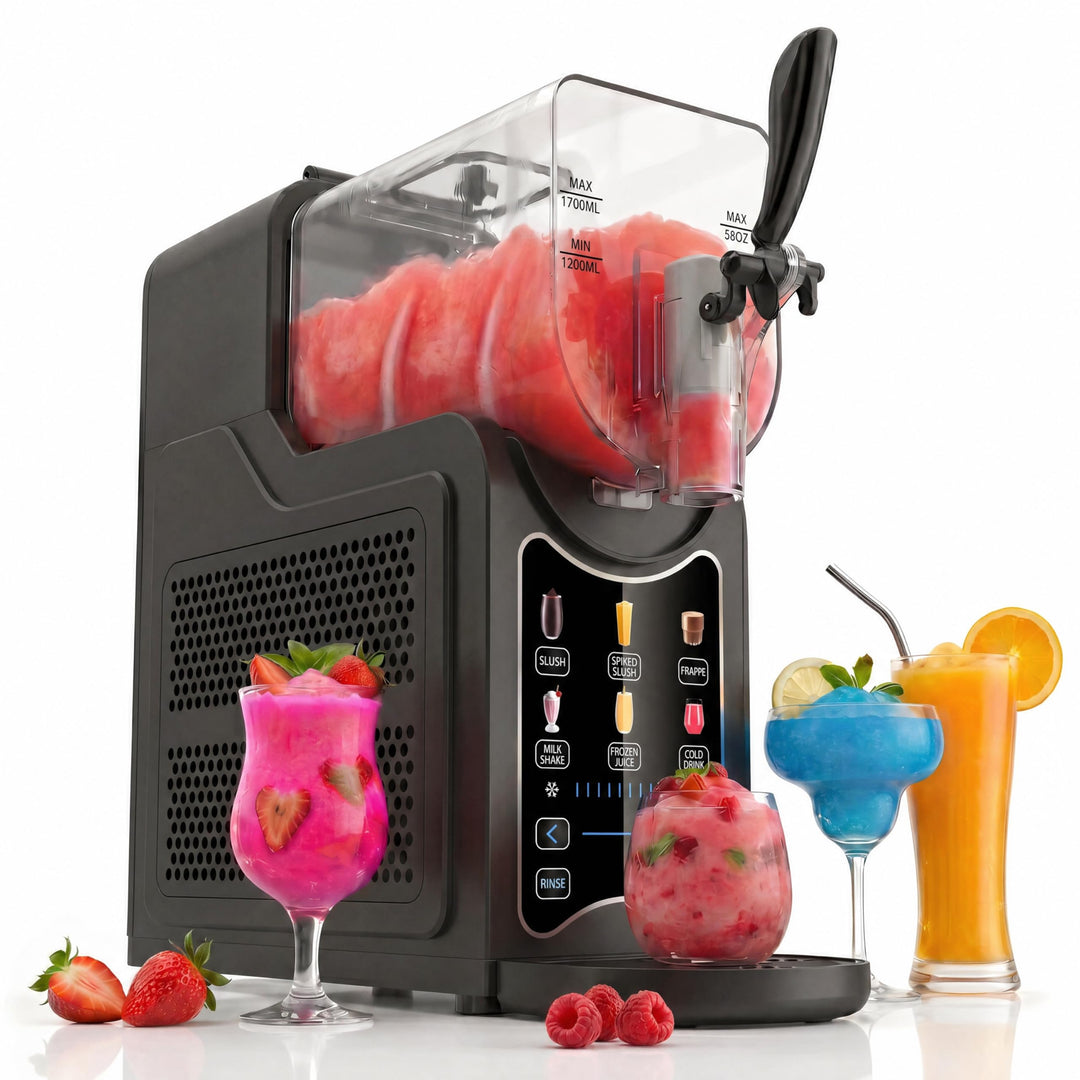 Silvergear® Slush Maschine 2,6 L ohne Eiswürfel | 46×16×41 cm | Schwarz | 6 Programme für Slush Eis,