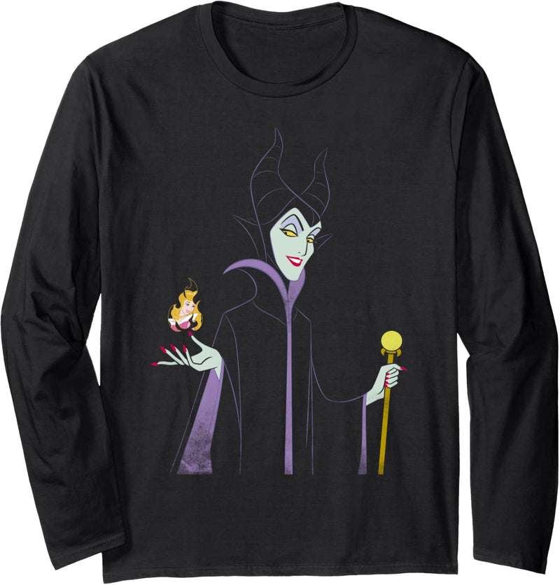 Disney Sleeping Beauty Maleficent Minimal Outline Portrait Langarmshirt