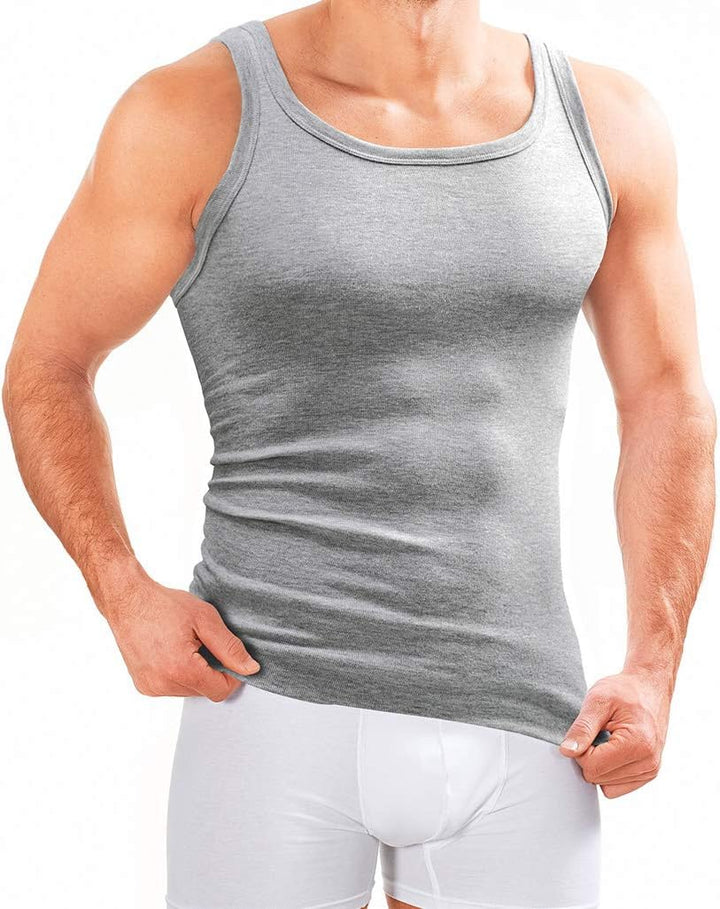 MERISH Herren Unterhemd 5er Pack Tank Top Feinripp Baumwolle Weiss T-Shirt 400 400 5er Pack Grau S,