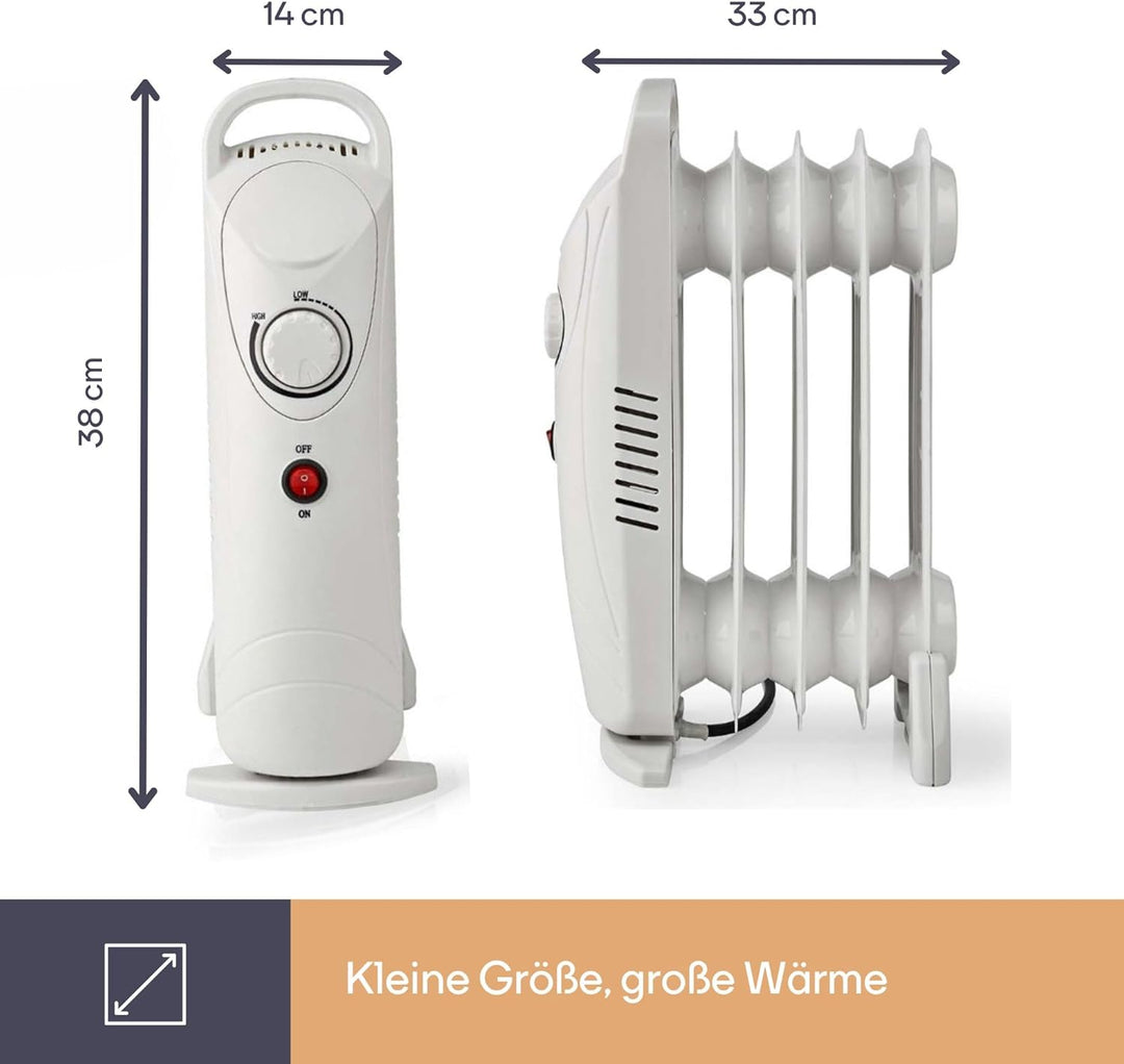 Perel Ölradiator 700 W, 7 Rippen, Elektroheizung, tragbarer Heizlüfter, elektrischer Raumheizer, Zus