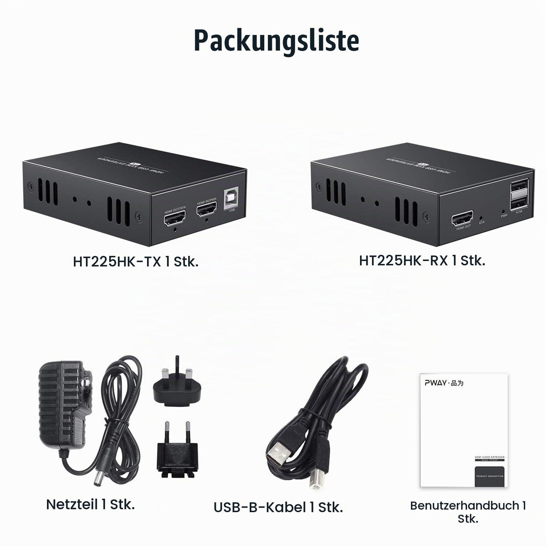 PWAYTEK HDMI Extender 1080p@60Hz, 3D, über Single Cat5e/Cat6/Cat 7 Kabel Full HD unkomprimiert Übert