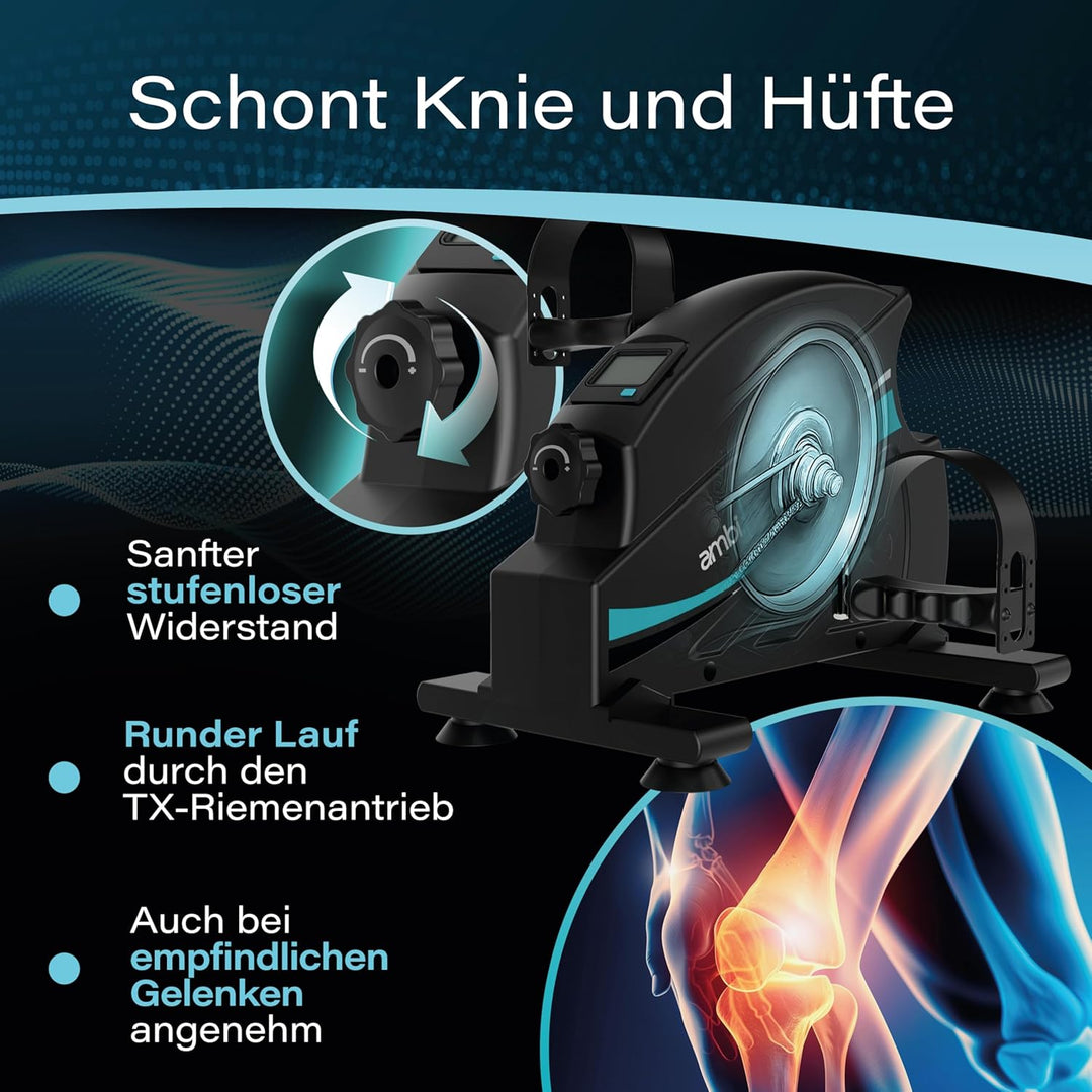 Mini Heimtrainer Pedaltrainer Set [leise & laufruhig] stufenlos einstellbar | Beintrainer & Armtrain