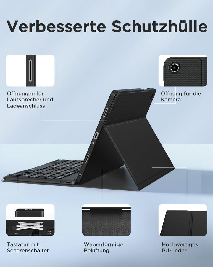 EasyAcc Tastatur Hülle Kompatibel mitSamsung Galaxy Tab A11 Plus/A9 Plus 11 Zoll 2025&2023 mit Schut