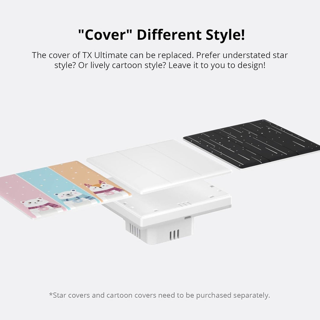 SONOFF T5 3 Gang WiFi Smart Touch Lichtschalter, 2 Wege Wireless Wandlichtschalter, Full Touch, LED,