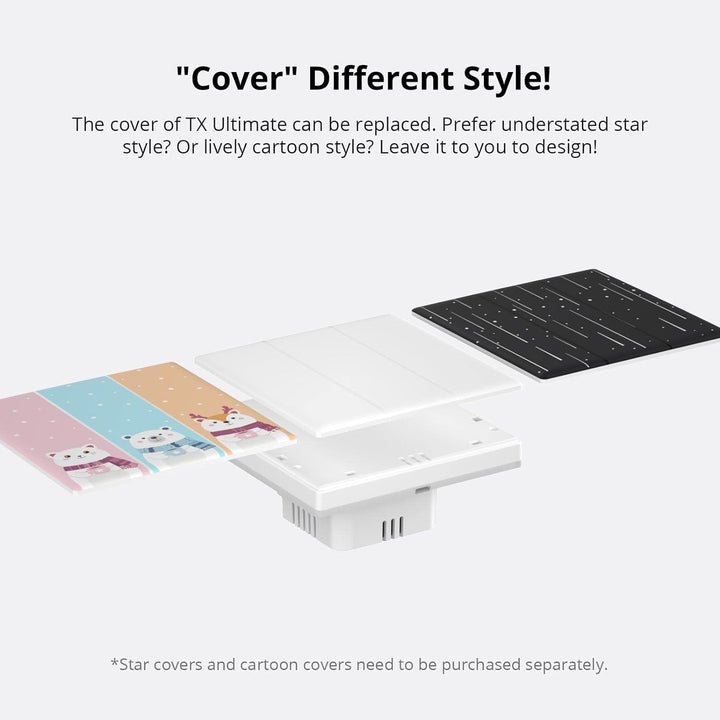 SONOFF T5 1 Gang WiFi Smart Touch Lichtschalter, 2 Wege Wireless Wandlichtschalter, Full Touch Schal