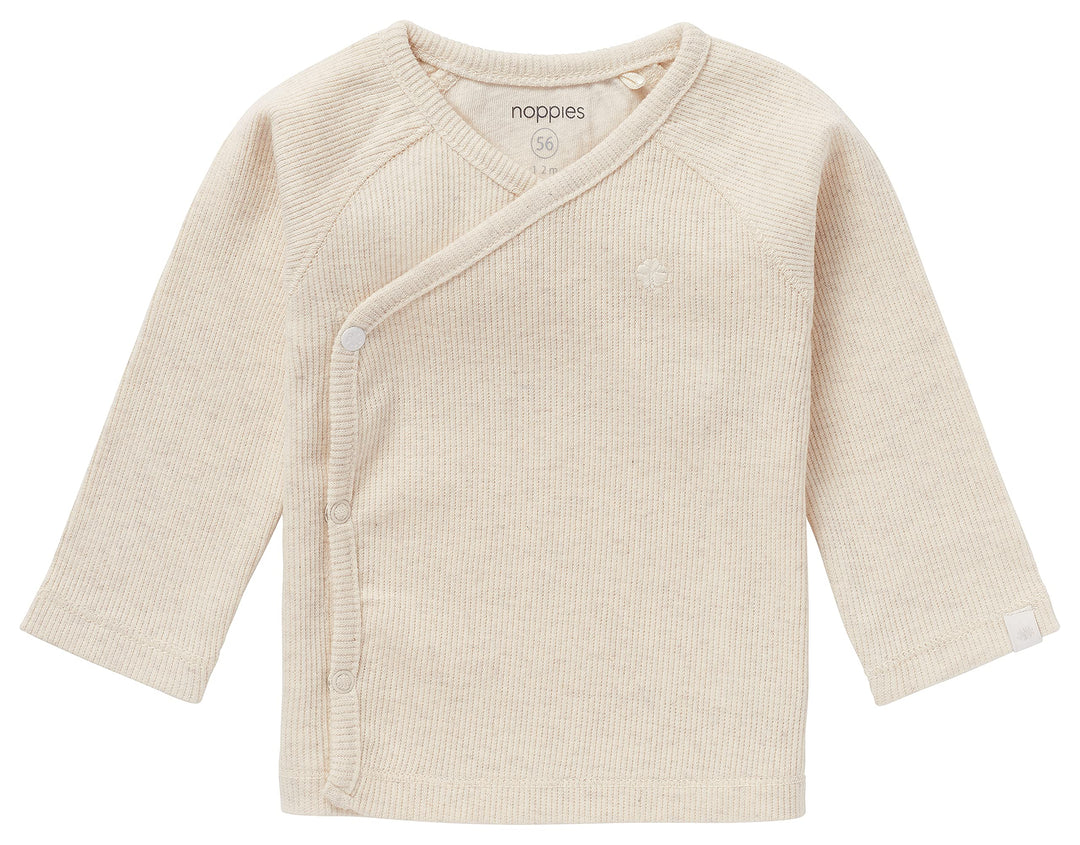 Noppies Unisex Baby U Tee Overlap Ls Rib Nanyuki T-Shirt 56 Ras1202 Oatmeal -P611, 56 Ras1202 Oatmea