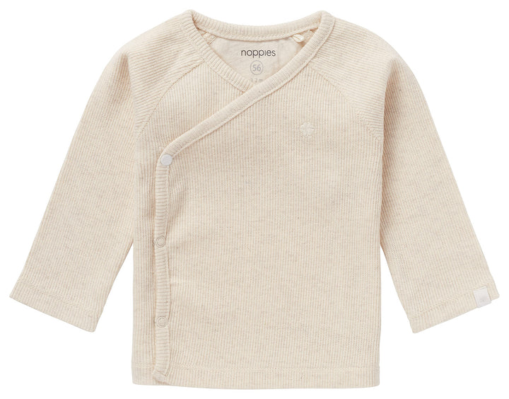 Noppies Unisex Baby U Tee Overlap Ls Rib Nanyuki T-Shirt 56 Ras1202 Oatmeal -P611, 56 Ras1202 Oatmea