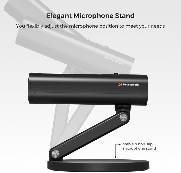 NearStream USB Kondensatormikrofon für PC, Studiomikrofon mit Ständer für Podcasts, Aufnahme, 8 Mikr