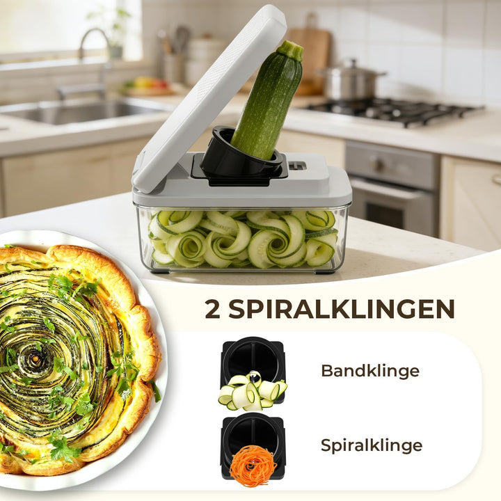 Gemüseschneider und Spiralschneider, Mandoline Gemüsehobel, Würfelschneider Zwiebelschneider, Reibe