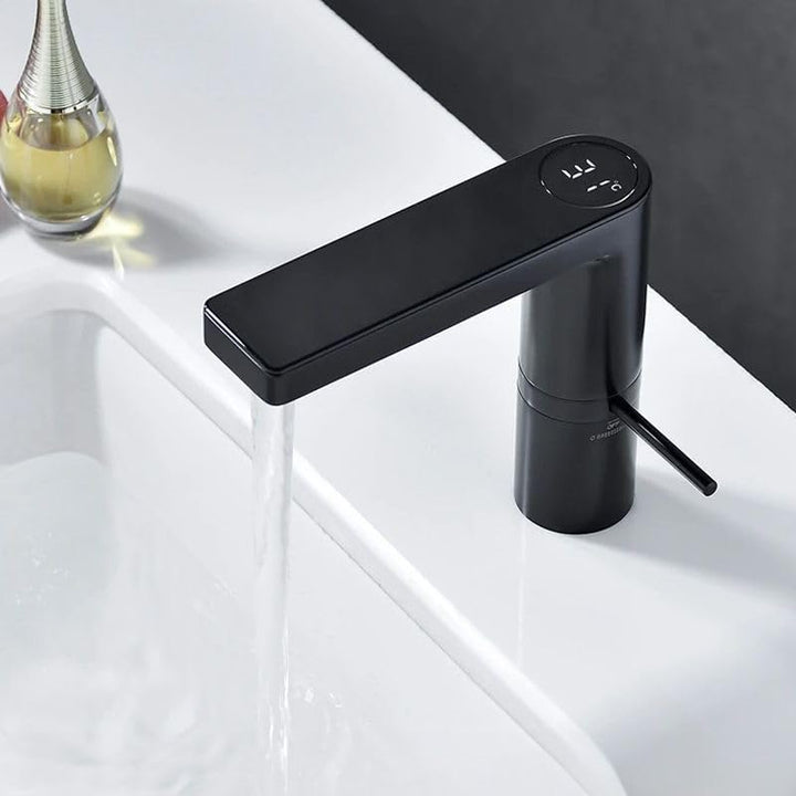 Rea Waschtischarmatur AMAR LCD BLACK LOW Wasserhahn Bad Badarmatur aus Messing Armatur für Waschbeck