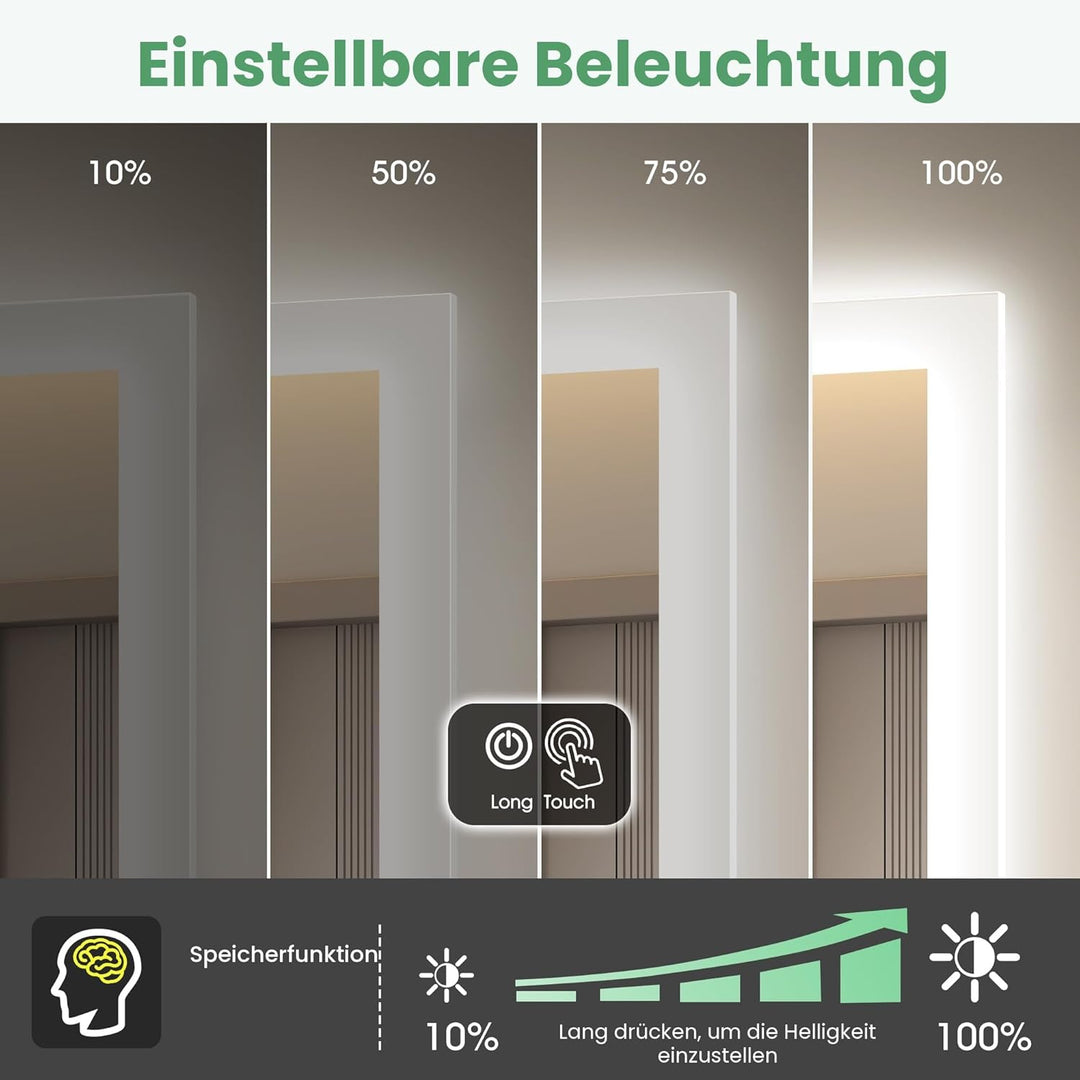 S'bagno Badezimmer-Spiegel-mit-Beleuchtung 80x80cm, LED-Badspiegel-mit-Beleuchtung, Bluetooth, Entfo