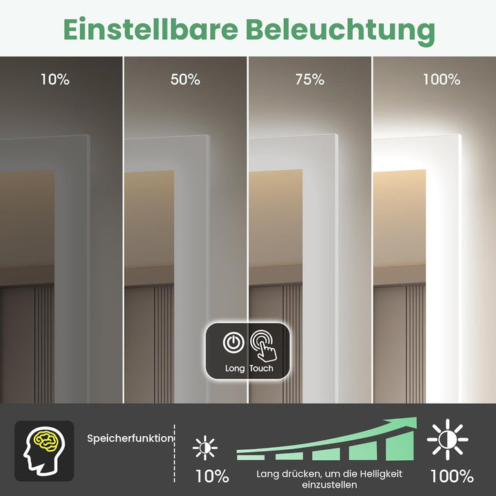 S'bagno Badezimmer-Spiegel-mit-Beleuchtung 80x80cm, LED-Badspiegel-mit-Beleuchtung, Bluetooth, Entfo