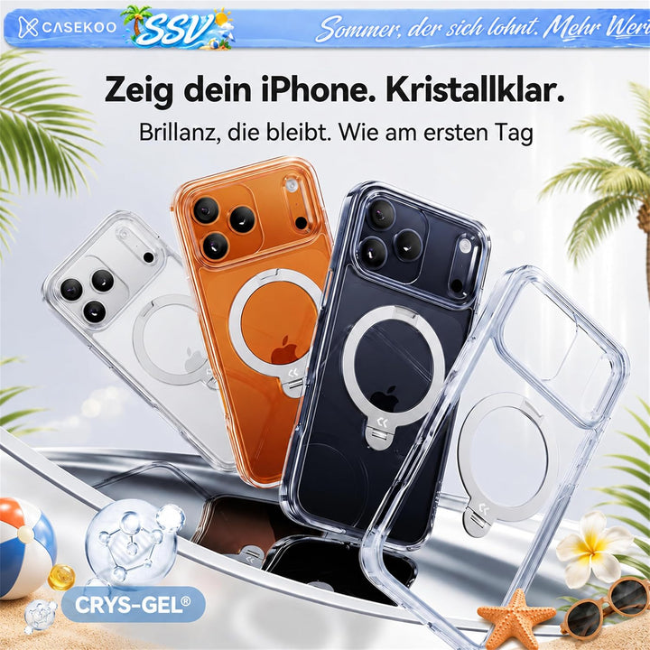 CASEKOO für iPhone 17 Pro Hülle für MagSafe [360 Drehständer] [Kameraschutz & Militärschutz] Stossfe