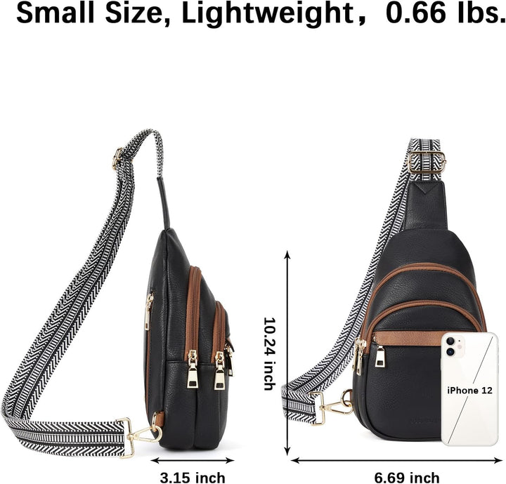 BOSTANTEN Brusttasche Damen Schulterrucksack Sling Bags Klein Umhängetasche Crossbody Bag PU Leder B