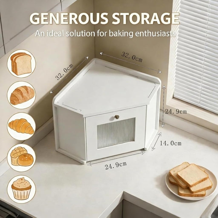 Grosser Brotkasten aus Naturholz, 41 x 27 x 13 cm – TraditionellerBrotkasten mit Rollverschluss – Br