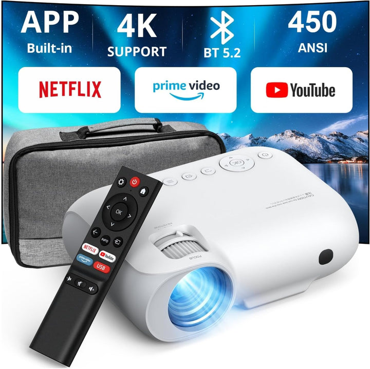 Beamer 4K【Official Netflix & Dolby Audio】 15000 Lumen Zoom/Trapezkorrektur WiFi Bluetooth Beamer Ful
