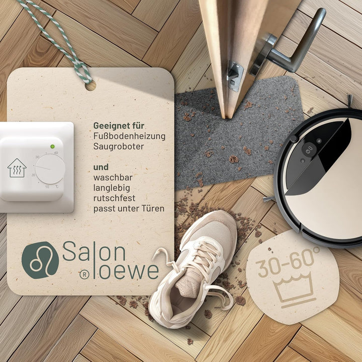 Salonloewe Fussmatte waschbar Anthrazit 030x060 cm Schuhparkplatz einfarbig Eingangs-Matte schmal An