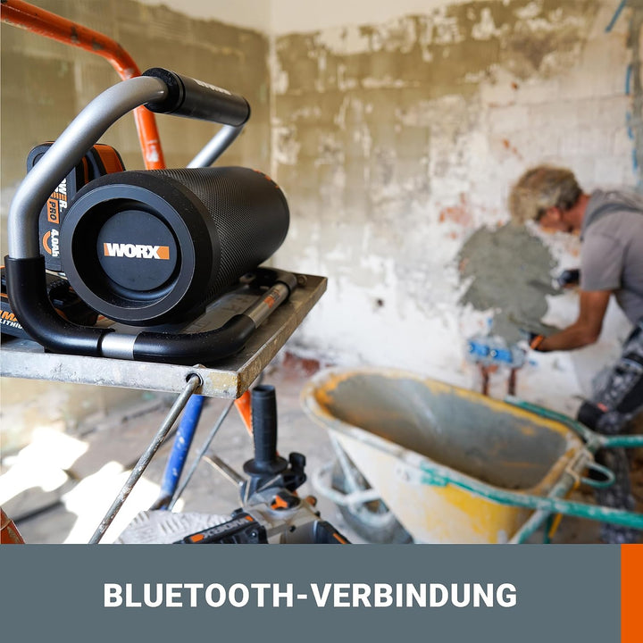 WORX WX009.9 Bluetooth Akku-Lautsprecher 20V - AUX-In Anschluss & USB Port - Laufzeit ca. 10 Stunden