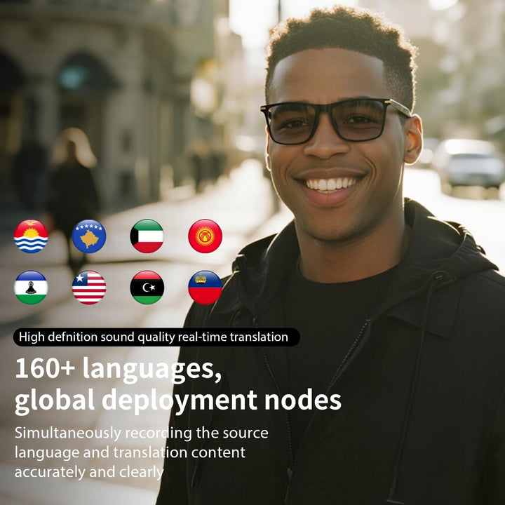 Bluetooth AI Smart Brille mit 160+ Sprachen, Farbwechsel-Linsen, Integriertem Lautsprecher & Klarer