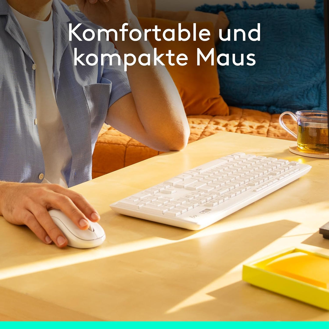 Logitech MK295 kabelloses Tastatur-Maus-Set mit SilentTouch-Technologie, Shortcut-Tasten, optischer