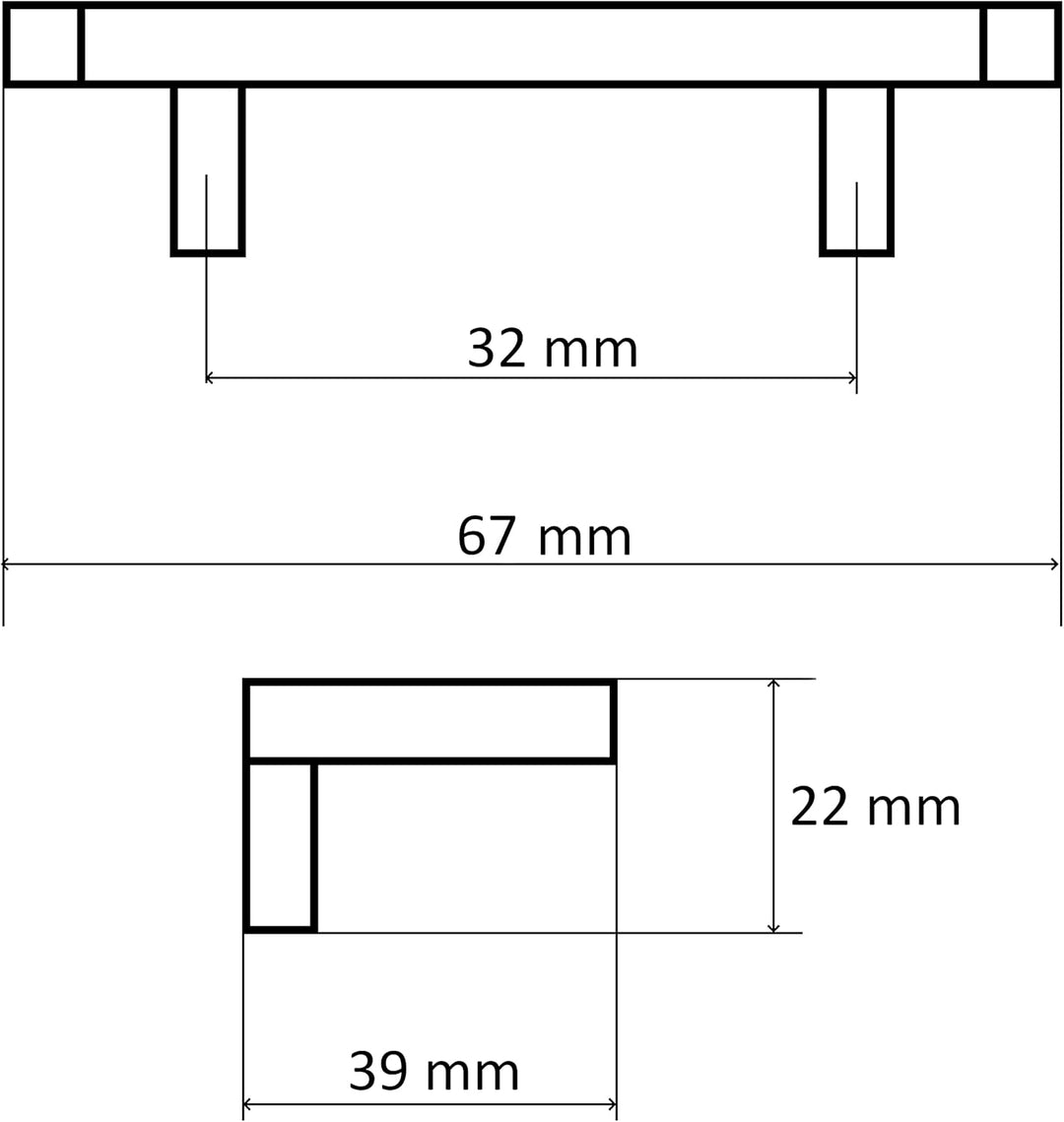 AERZETIX - C41760-2er-Set Möbelgriffe achsabstand 32 mm - für schrank wandschrank schublade einricht