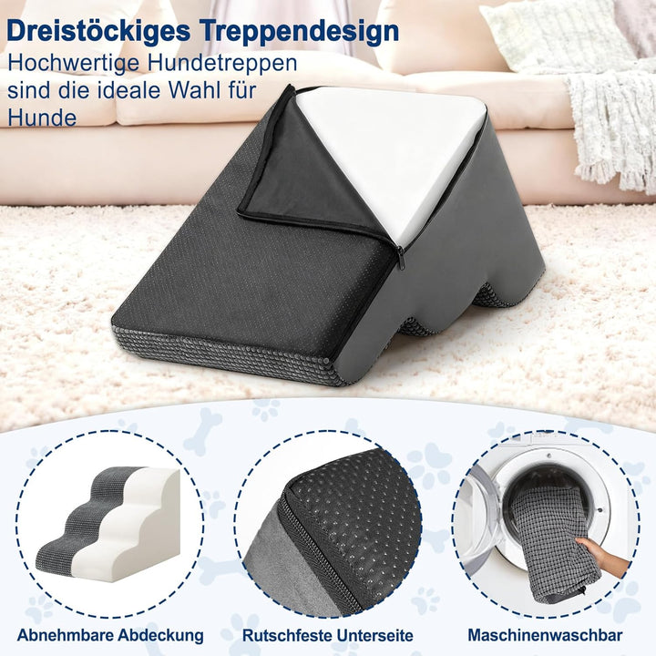 VSIWB Hundetreppe für Kleine Hunde 40 cm Hoch, Haustiertreppe für Bett und Sofa aus Hochdichtem Schw