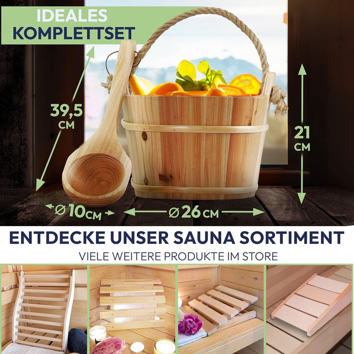 Saunakübel 26 Ø 21cm mit Holzkelle Fichte