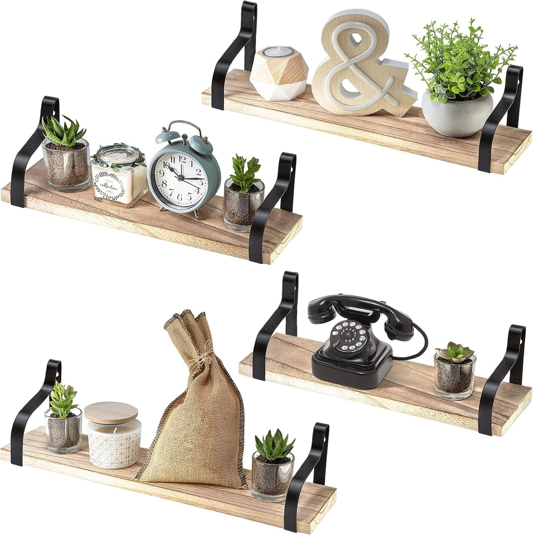Nature Supplies | 4er-Set Rustikale Schweberegale | Regale Für Wände | Wandregal Holz | Regale &amp; Abl