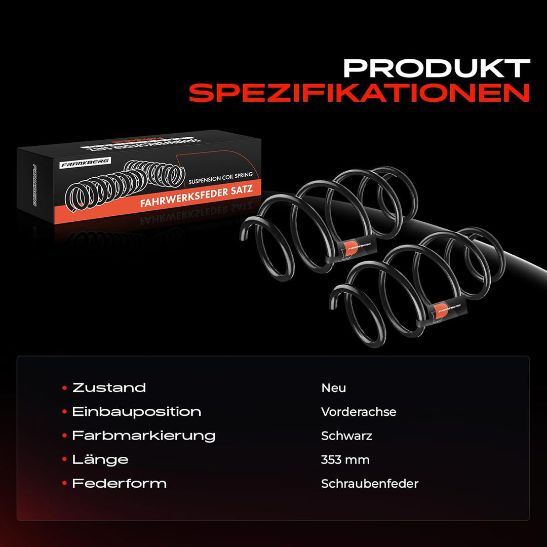 Frankberg 2x Federn Fahrwerksfeder Vorderachse Kompatibel mit Mondeo IV BA7 1.8L-2.5L 2007-2015 Repl