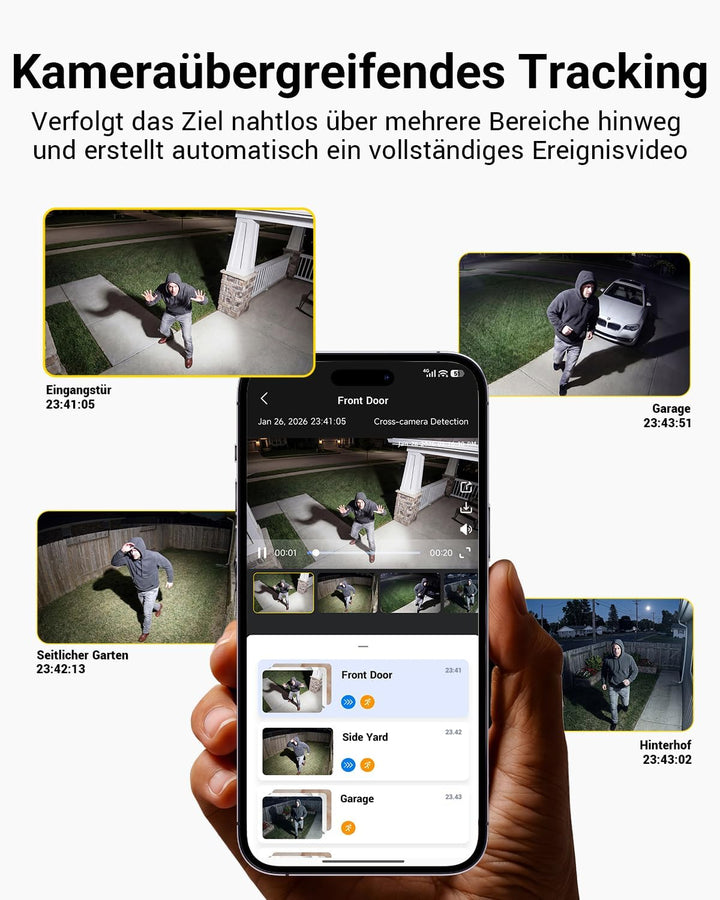 ANSQUE Überwachungskamera Aussen Solar Akku, 2er Set mit AnsqueBase, Ohne Abonnement, 32GB Lokalspei