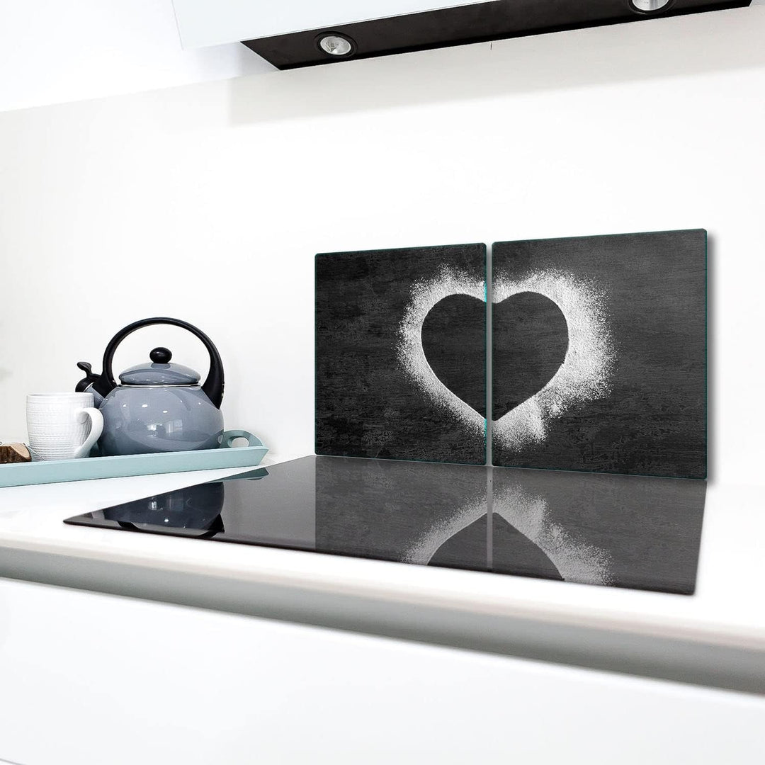 TMK | Herdabdeckplatten ceranfeld 2 Teilig 40x52 cm | Ceranfeldabdeckung Küche Elektroherd Induktion