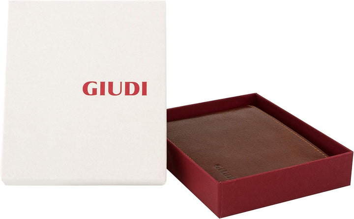 Giudi Herren-Geldbörse, Rindsleder, Mittelgross, Braun, Braun
