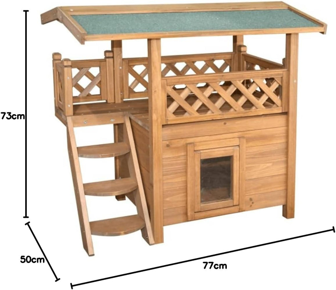 Kerbl Katzenhaus Lodge, 77 x 50 x 73 cm, 82790, Holz/Braun, Holz/Braun