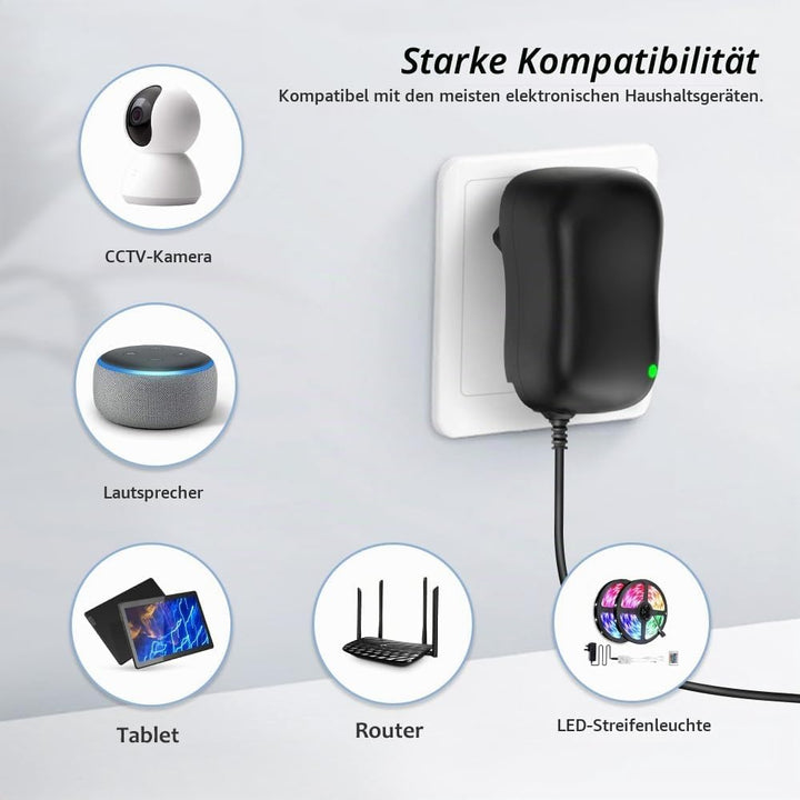 Zolt Universal AC zu DC 3V 4.5V 5V 6V 7.5V 9V 12V 2A Netzteil mit 5V 2A USB Port und 10 DC Steckern