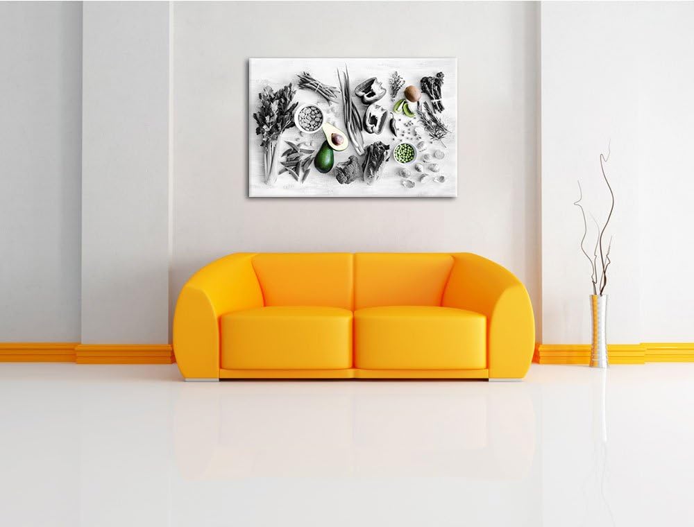 schöne Gemüse und Obst Vielfalt schwarz/weiss Format: 100x70 auf Leinwand, XXL riesige Bilder fertig