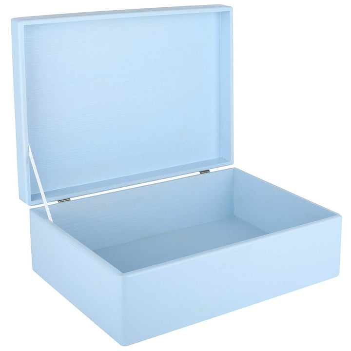 Creative Deco XL Blau Grosse Holzkiste mit Deckel | 40 x 30 x 14 cm (+/- 1 cm) | Erinnerungsbox Baby