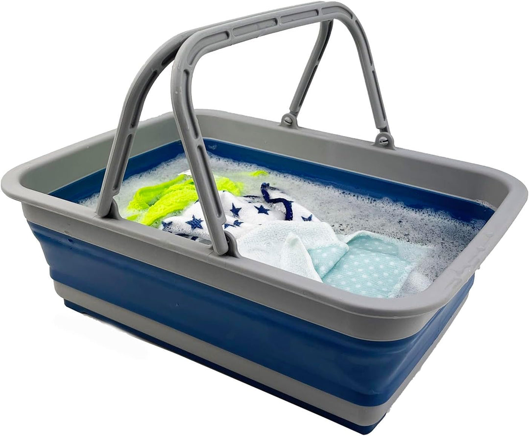 SAMMART 8L zusammenklappbarer Kunststoffkorb mit Griff- tragbarer Outdoor-Picknickkorb/Krater–Faltba