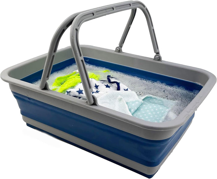 SAMMART 8L zusammenklappbarer Kunststoffkorb mit Griff- tragbarer Outdoor-Picknickkorb/Krater–Faltba
