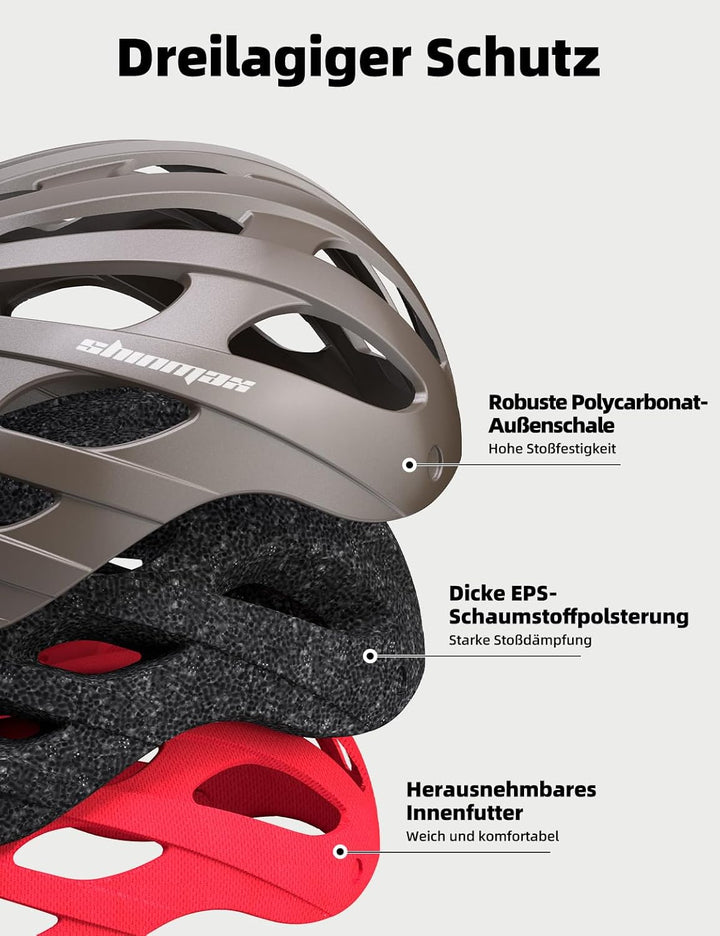 Shinmax Fahrradhelm Herren Damen mit Visier, Magnetischer Abnehmbarer Schutzbrille und USB-Aufladung