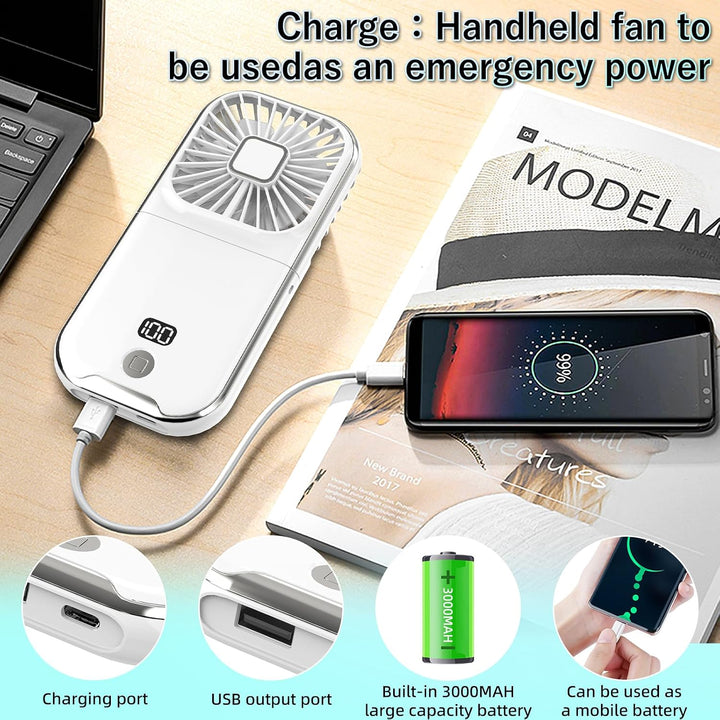 Dealswin Handventilator Mini Ventilator 4 Regler USB Ventilator Klein Aufladbar Portable Hand Kleine