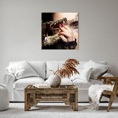 ARTTOR Bilder auf Leinwand Frau Mode Venedig Maske Leinwandbild 60x60cm Wandbilder Dekoration Wohnzi