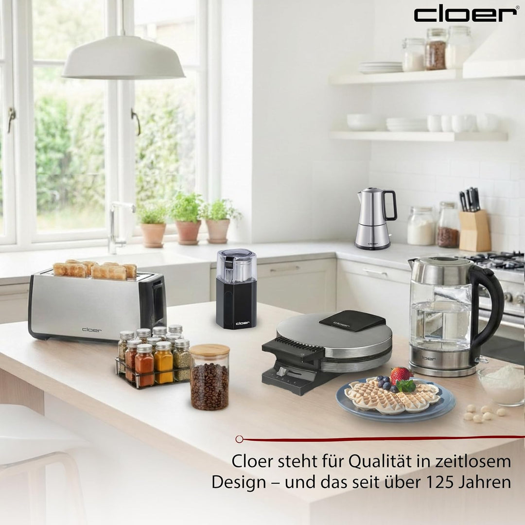 Cloer 7580 Elektrische Kaffee-und Gewürzmühle, 200 W, für Pesto, Nüsse und Getreide, bis zu 70 g Kaf
