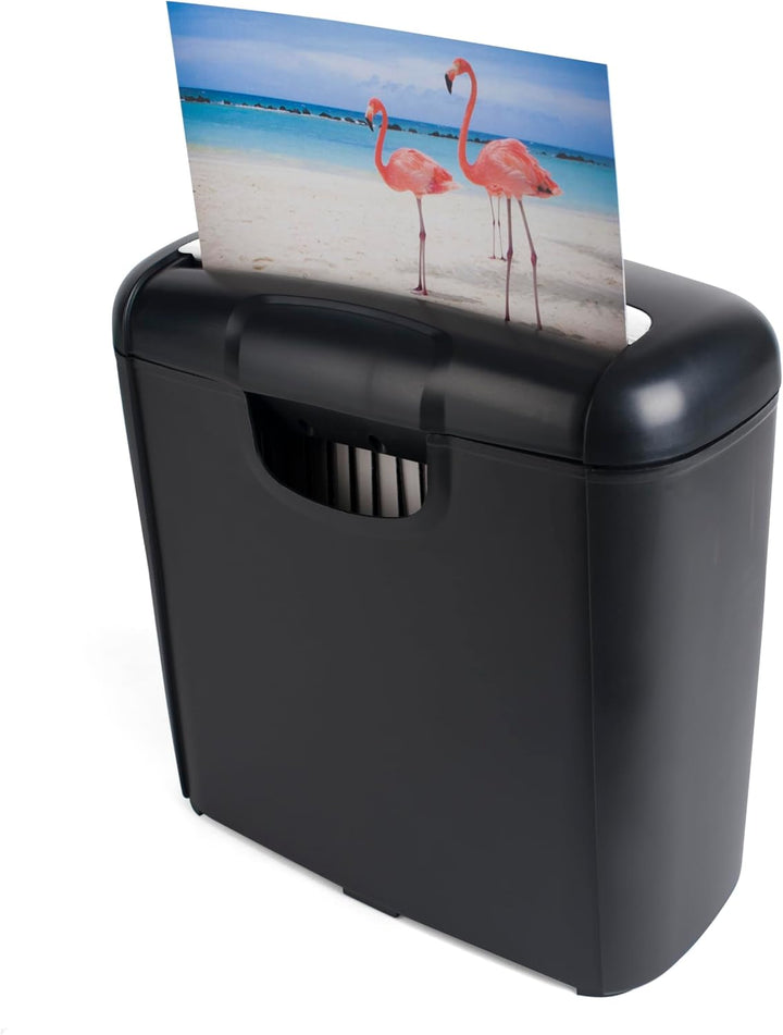 Pavo - Premium Aktenvernichter bis zu 6 Blatt, Streifenschnitt, Kreditkart-Schredder inklusive Papie