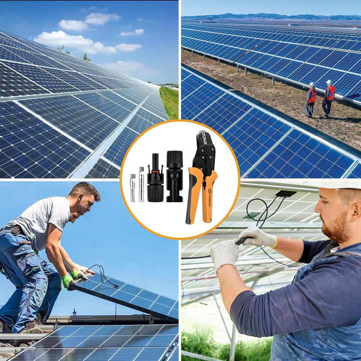 VIGRUE Solarstecker mc4 Stecker, mc4 Crimpzange Set für 2.5/4/6mm² Solarpanel PV Kabel, Männlich/Wei