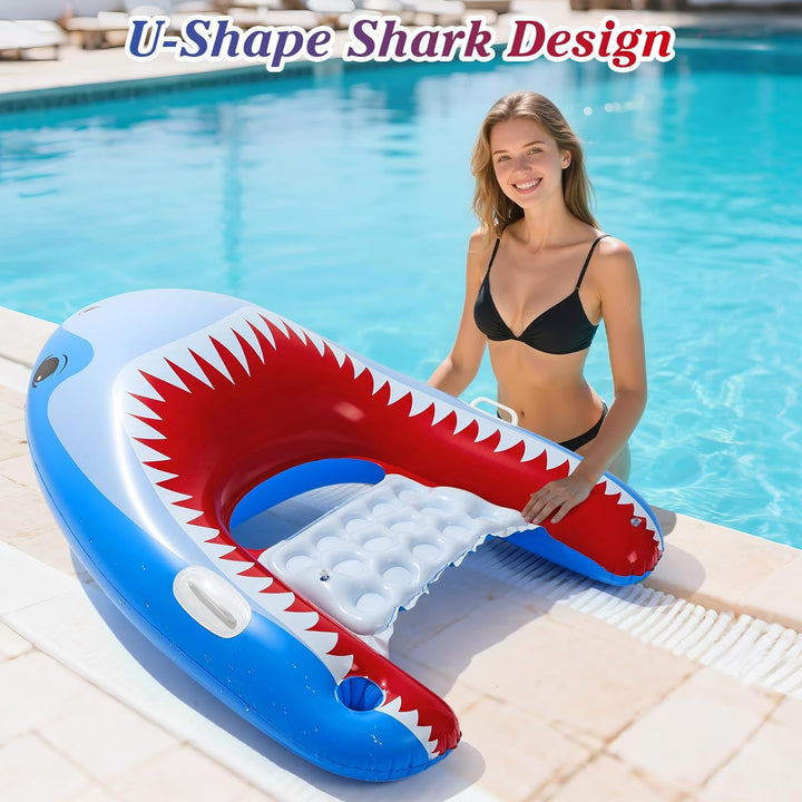 HeySplash Aufblasbares Pool Luftmatratze mit Tassenhalter, Pool Aufblasbares Bett in Meerjungfrau Sc