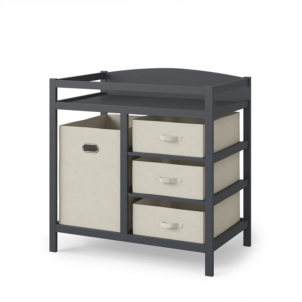 Vicco Wickelkommode Nunjo, Anthrazit, 85 x 87 cm mit Stoffschubladen