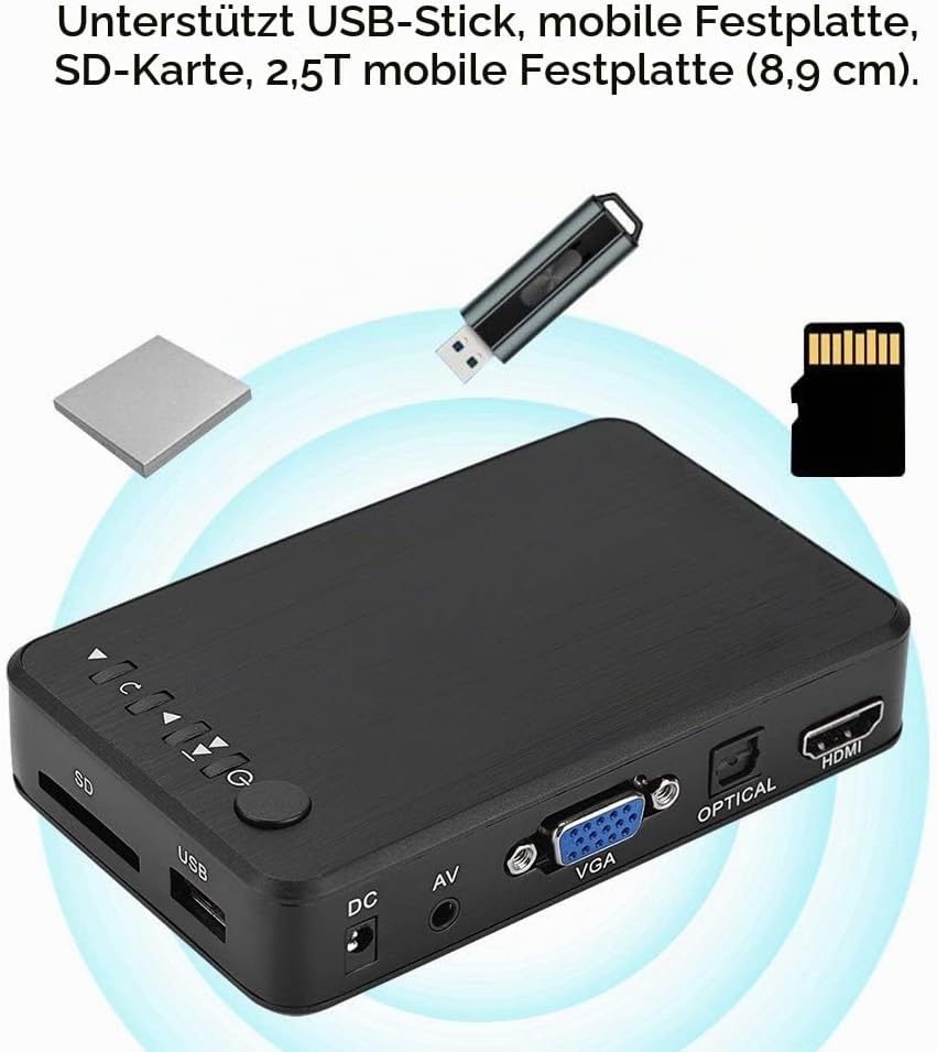 HDMI Multi Media Player, 1080P Full HD Digital Media Player Medienspieler mit Fernbedienung für RM R