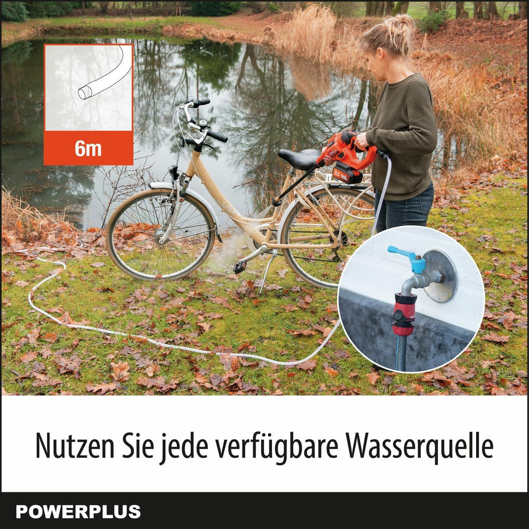 Powerplus Dual Power Akku-Hochdruckreiniger POWDPG80621-20 V Terrassenreiniger, Start/Stopp-Funktion